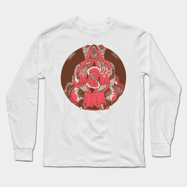 Pink Tan Circle of Ornament Long Sleeve T-Shirt by kenallouis